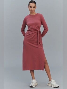 Daily Practice @ Anthropologie Tie Breaker Long-Sleeve Midi Dress - Large - NWT